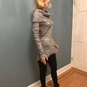 Three Dots Gray Cowl Neck Knit Long Sleeve Shirt